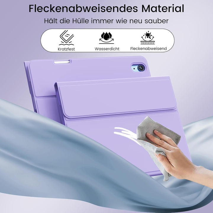 Hülle mit Tastatur für iPad 11/10 Generation mit Stifthalter, Magnetisch Abnehmbare Kabellose Blueto