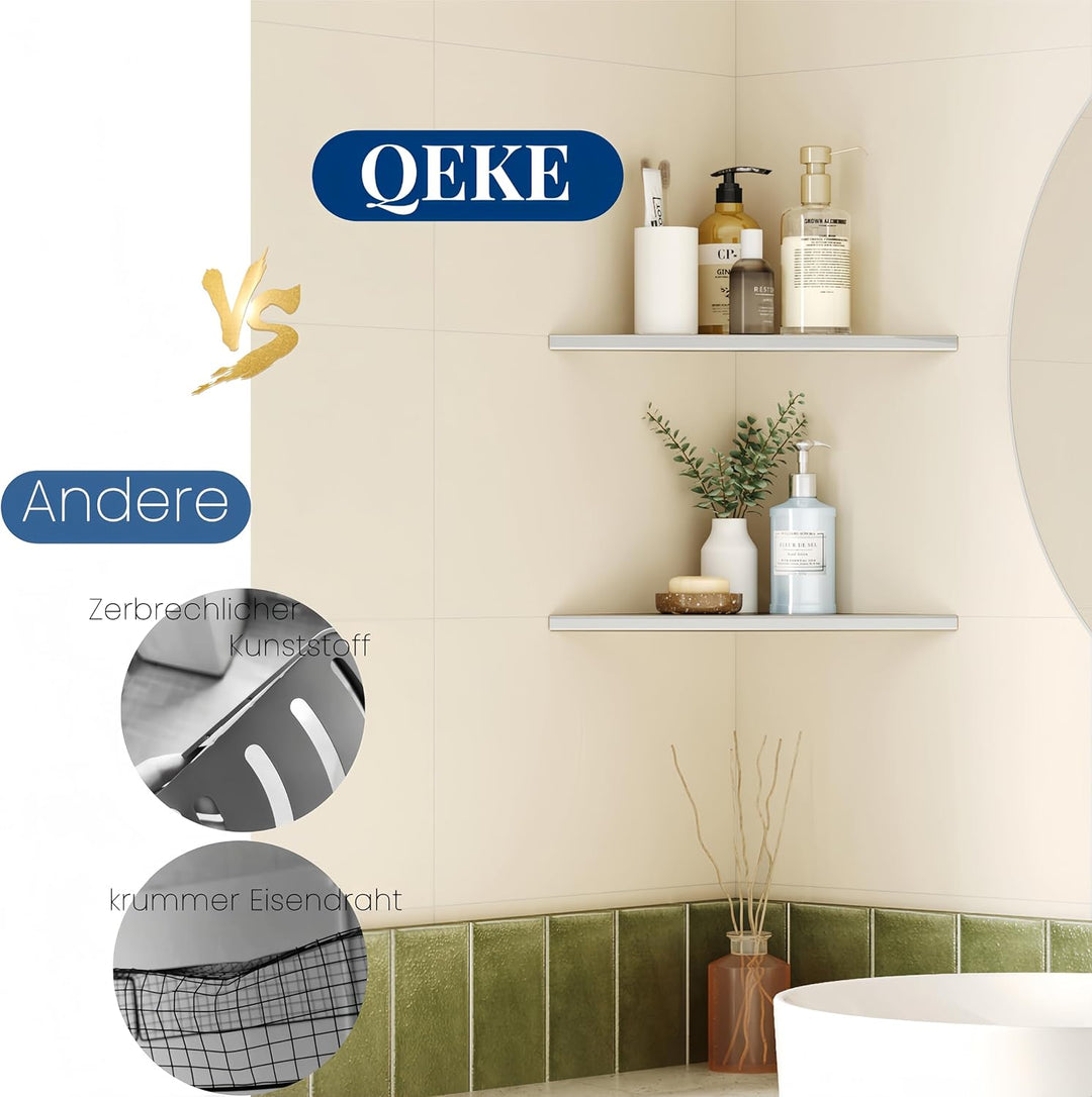 Dusche Eckablage ohne Bohren, 304 Edelstahl Duschregal, Einbau Duschablage an Wand, 2 Stück Badablag