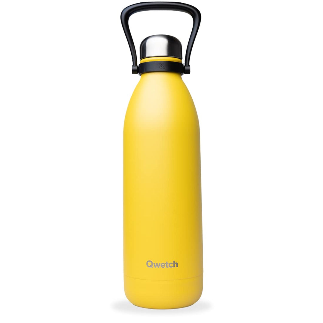 QWETCH - Isothermische Flasche - Titan Pop Gelb 1,5L - 48h kalt &amp; 16h heiss - BPA frei, wasserdicht