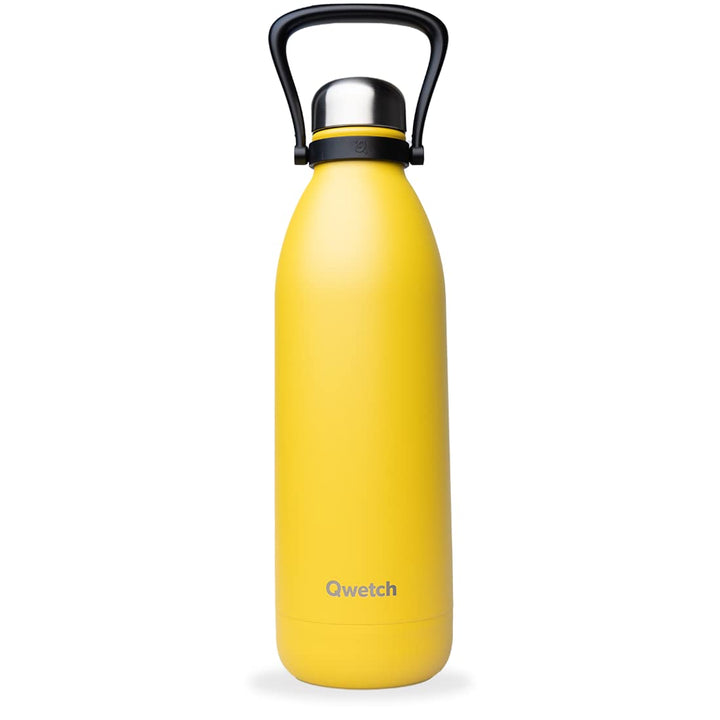 QWETCH - Isothermische Flasche - Titan Pop Gelb 1,5L - 48h kalt &amp; 16h heiss - BPA frei, wasserdicht