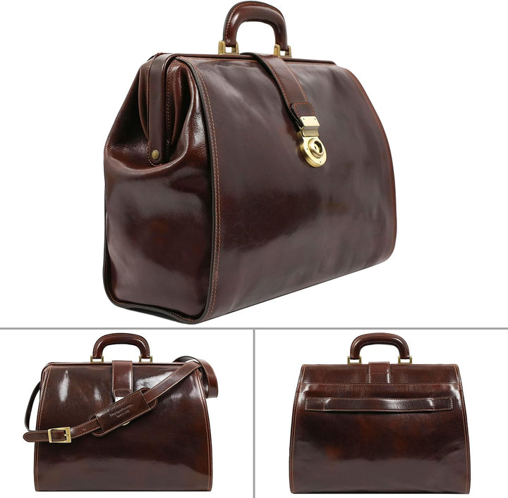 Time Resistance Arzttasche Leder - Arztkoffer - Doktortasche - Aus 100% Leder - Aktentasche für Ärzt