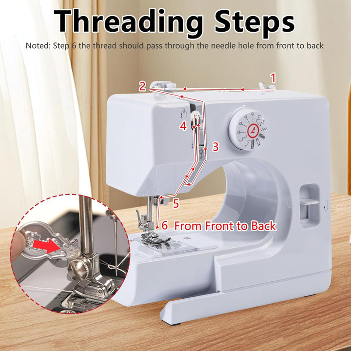 Nähmaschine für Anfänger & Kinder, Kleine nähmaschinen Mit 12 Stichprogrammen, Mini Sewing Machine T