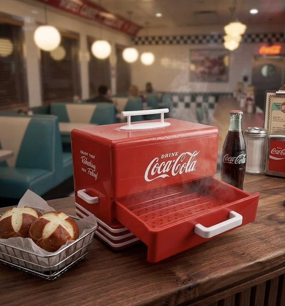 Salco Coca-Cola HotDog Steamer SHD-80CC,Retro, rot, perfekt für jeden