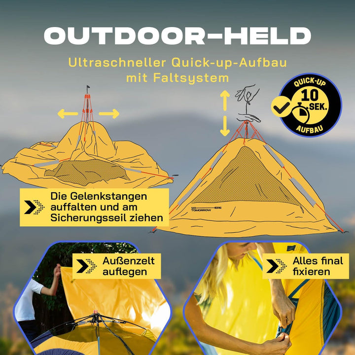 Lumaland Camping Zelt | Leichtes Pop Up Wurfzelt | 2-4 Personen Kuppelzelt | Trekking &amp; Festival Igl