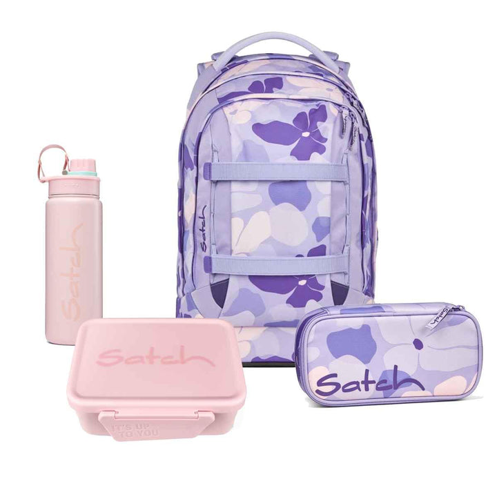 Satch Pack Schulrucksack Set 4tlg. Lunchset (Lilac Blossom), Lilac Blossom