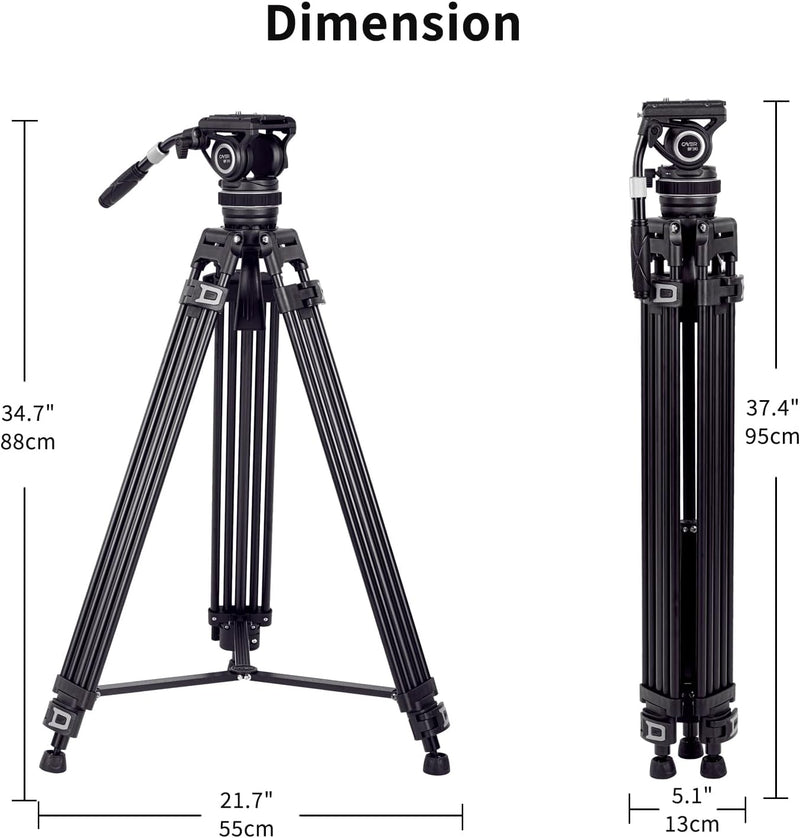 Cayer Pro Video-Stativ mit Fluid-Kopf, alle Metall Heavy Duty QR-Platte kompatibel mit DJI RS Gimbal