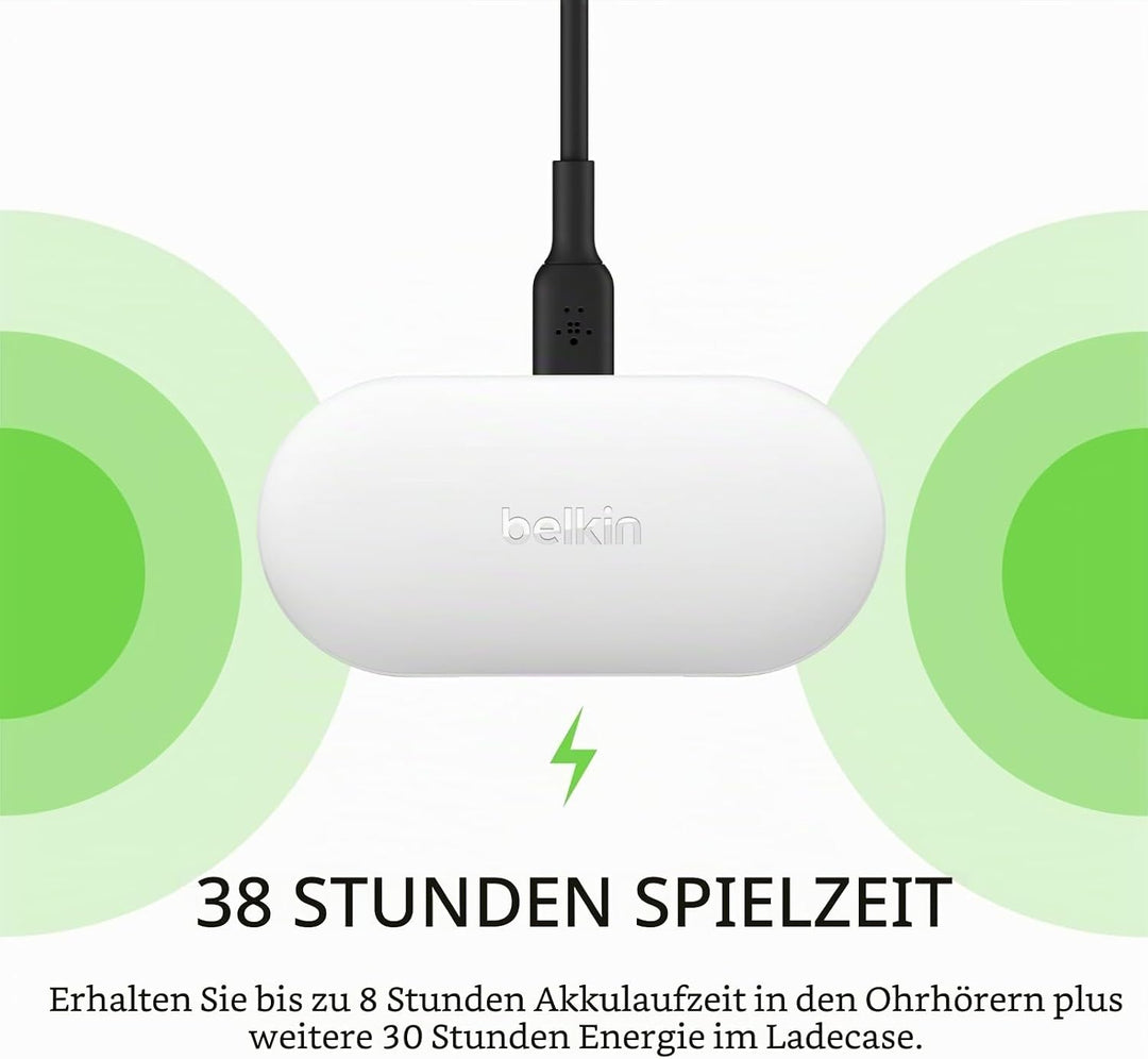 Belkin SOUNDFORM Play True Wireless In-Ear-Kopfhörer, 3 EQ-Voreinstellungen, schweiss-, spritzwasser