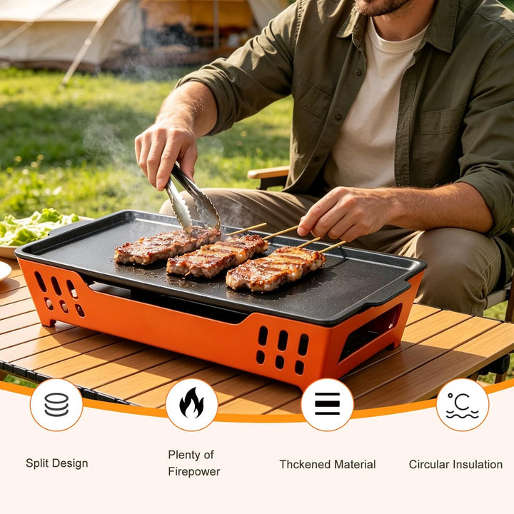 BBQ Warmhalteplatte Grillgut, BBQ Board zum Warmhalten fürs Grillen &amp; Essen | mit 3 Teelichthaltern,