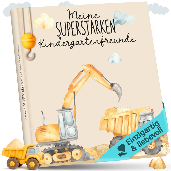 lila liebt dich® Freundebuch Kindergarten Bagger I Kindergarten Freundebuch Jungs - Kindgerecht mit