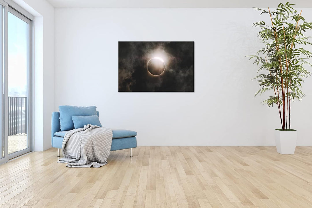 deyoli dunkelheitbringende Sonnenfinsternis Format: 80x60 als Leinwandbild, Motiv fertig gerahmt auf