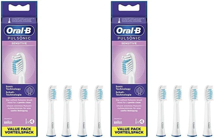 Oral-B Pulsonic Sensitive Aufsteckbürsten für Schallzahnbürsten, 4 Stück, Zahnbürstenaufsatz für Ora