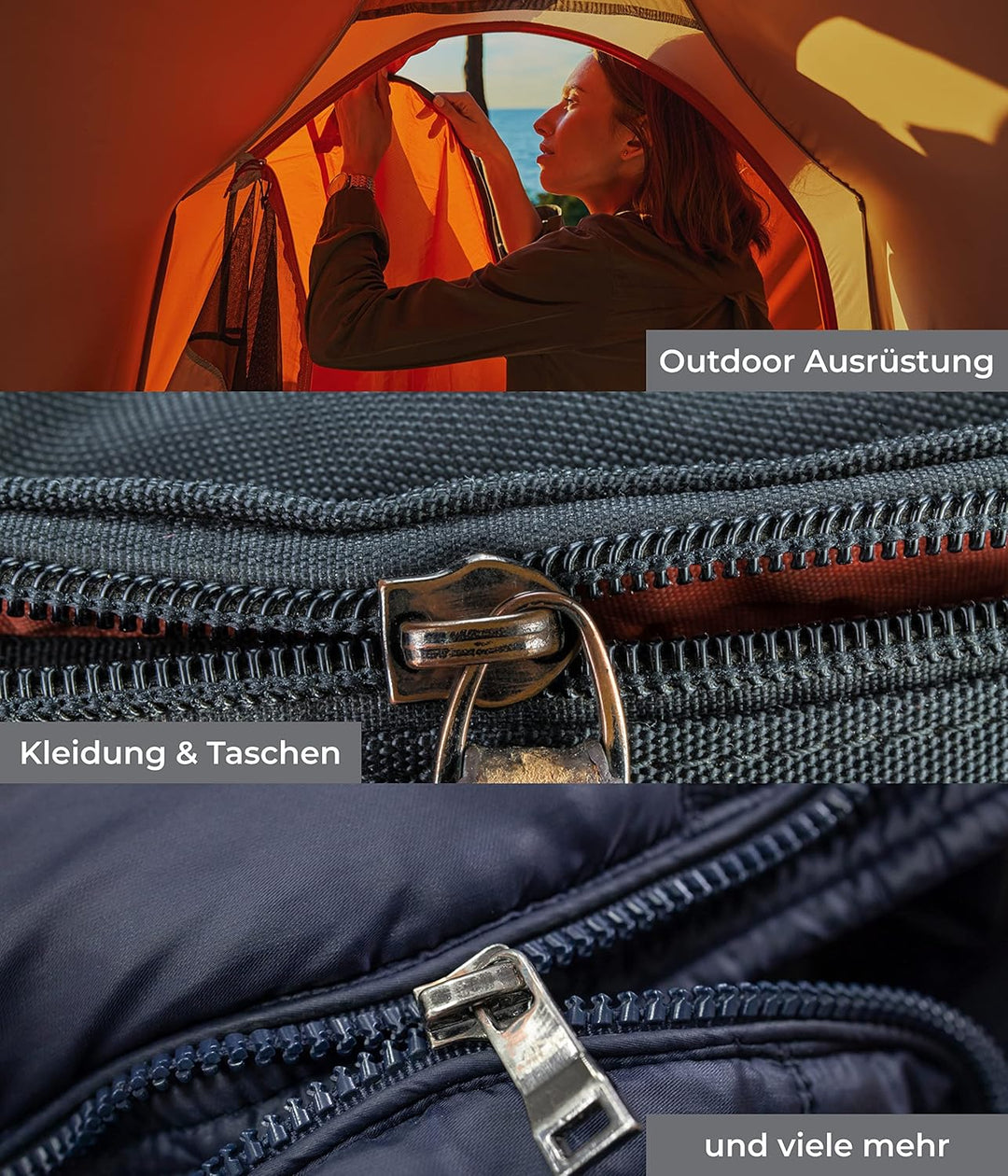 munkees® Reissverschluss Zipper Reparatur Set [3 Stück, Graphit] - Universell anwendbar & kinderleic