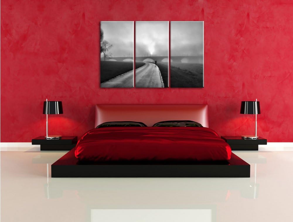 Pixxprint Laufen im Morgengrauen als Leinwandbild | Grösse: 3 Teilig (120x80) | Wandbild| Kunstdruck