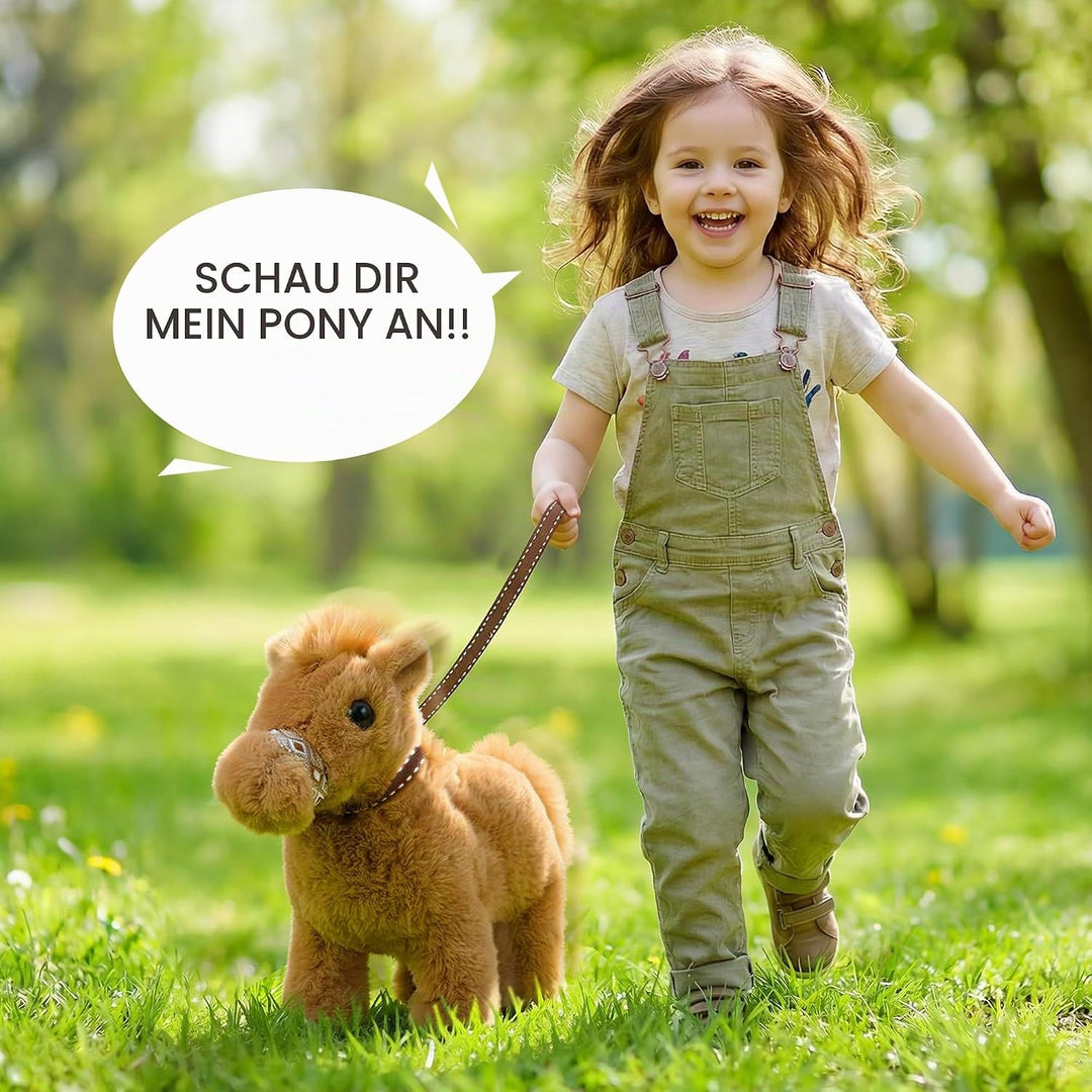 Tacobear Interaktives Pferd Spielzeug für Kinder, Kuscheltier Pferd der Läuft mit Stall &amp; Zaun, Elek