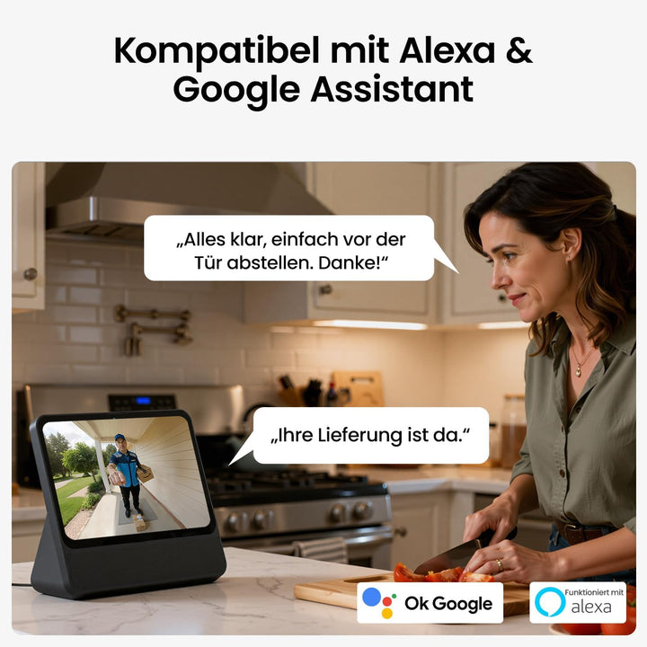 AOSU 2K HD Türklingel mit Kamera Kabellos, Smarte Video Türklingel mit Gong, 170° Weitwinkel, PIR-Be