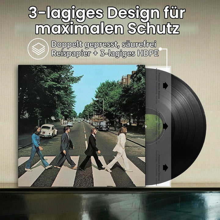 Schallplatten Innenhüllen 12 Zoll, 100 Stück Lp Schutzhüllen, Master Schallplatten Hüllen aus 3-Lagi