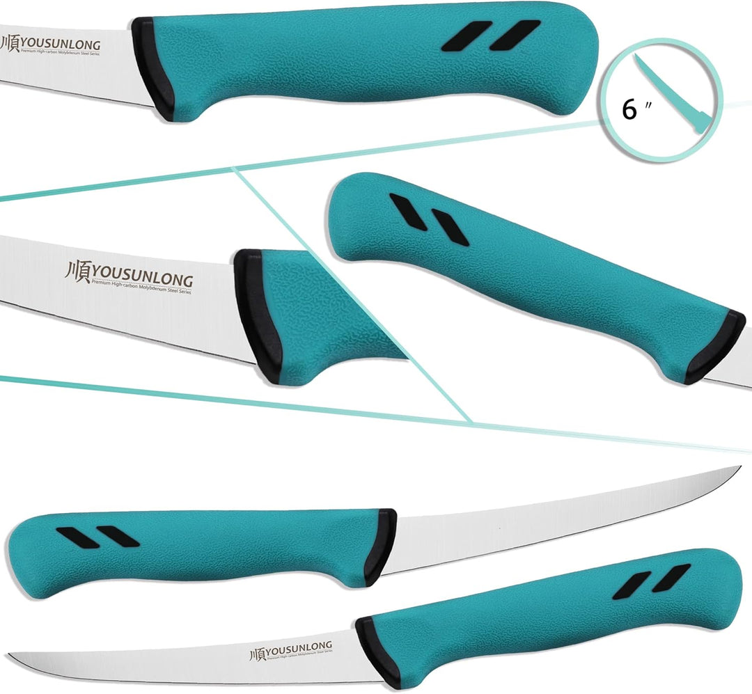 YOUSUNLONG Gebogenes Ausbeinmesser - 6 Zoll (152 mm) - Ultrascharfer Edelstahl mit hohem Kohlenstoff