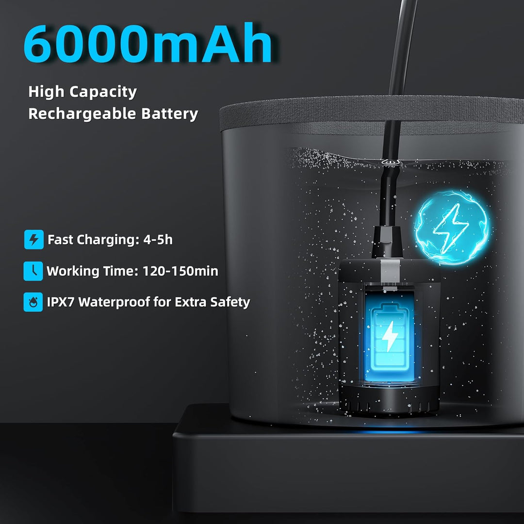 Mytrix 2024 Upgraded Portable Camping Shower Full Set, 6000mAh Rechargeable Power Suction Pump with