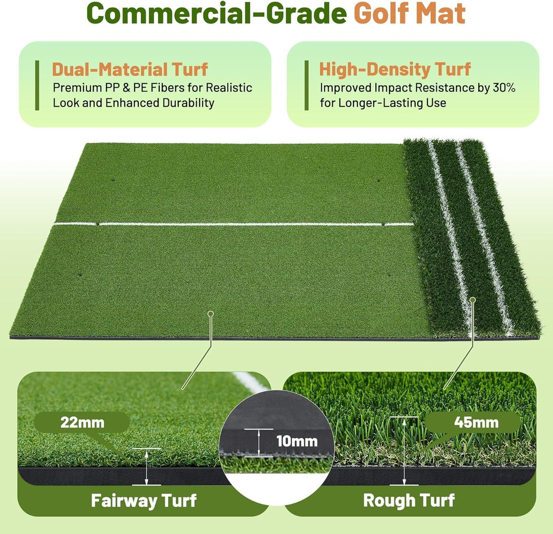 152x121cm Golf Abschlagmatte, Golf Übungsmatte Kunstrasen, Faltbar Golfmatte, 3 Gummi-Tees, 7 Abschl