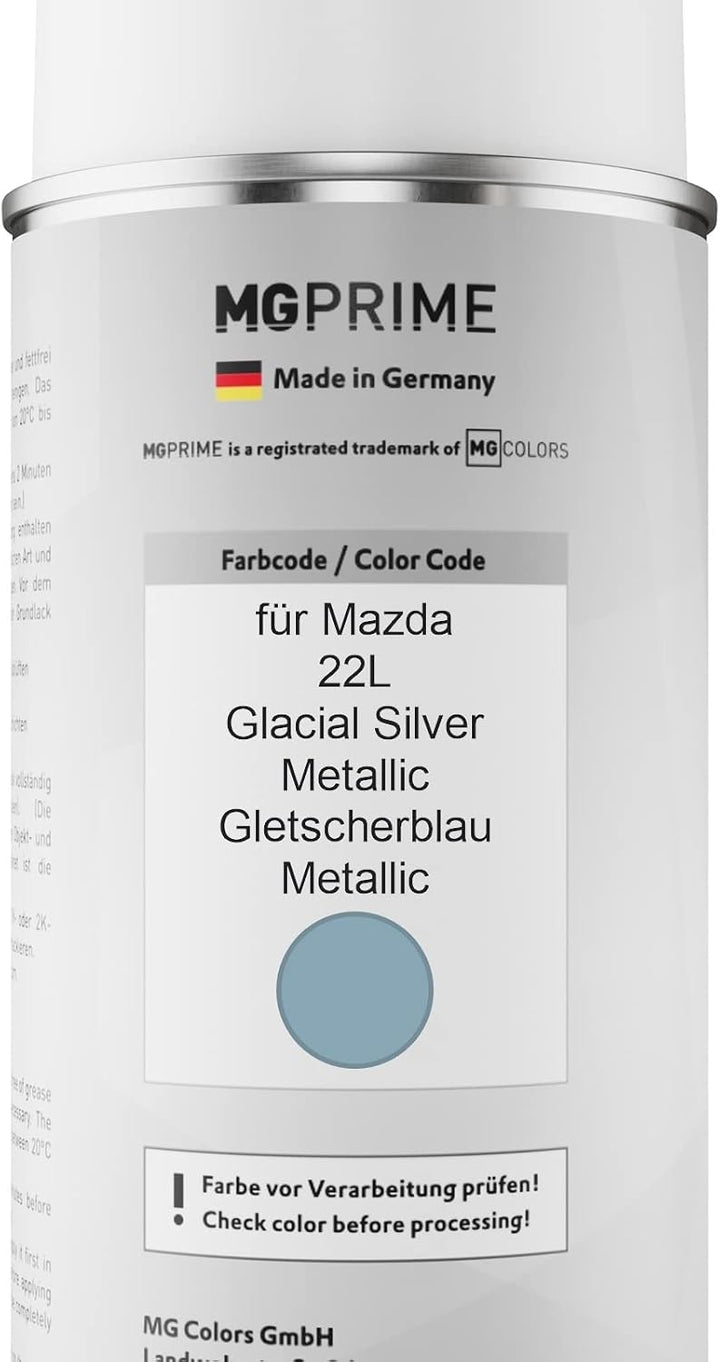 MG PRIME Autolack Sprühdosen Set für Mazda 22L Glacial Silver Metallic/Gletscherblau Metallic Basisl
