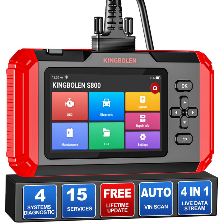 KINGBOLEN S800 OBD2 Diagnosegerät, KFZ-Codeleser Für 4 Systeme Motor/Getriebe/ABS/SRS Und 15 Zurücks