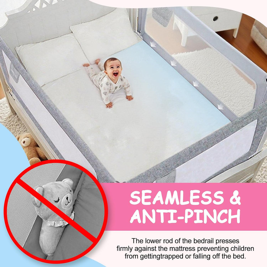 Rausfallschutz Bett,Babybettgitter Rausfallschutz,Höhenverstellbares Baby-Bettgitter & Reise-Bettsch