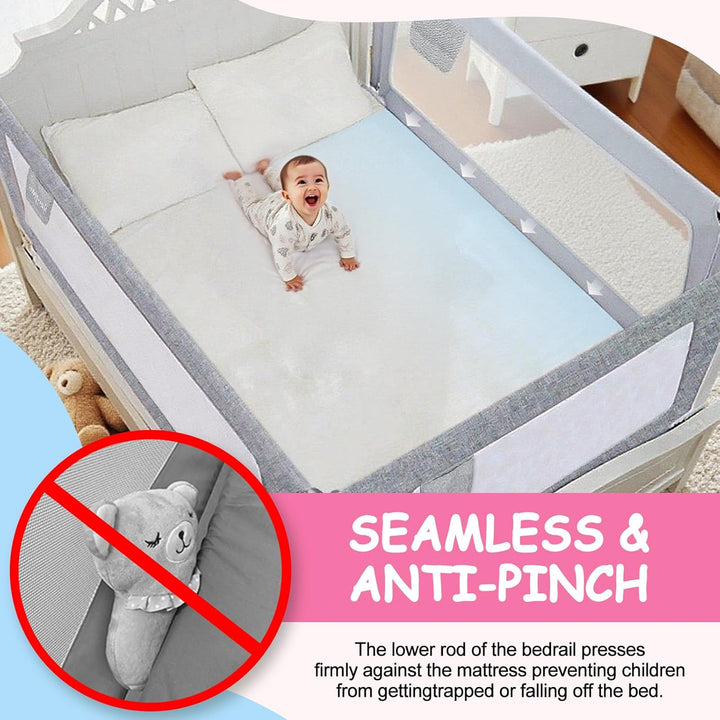 Rausfallschutz Bett,Babybettgitter Rausfallschutz,Höhenverstellbares Baby-Bettgitter & Reise-Bettsch