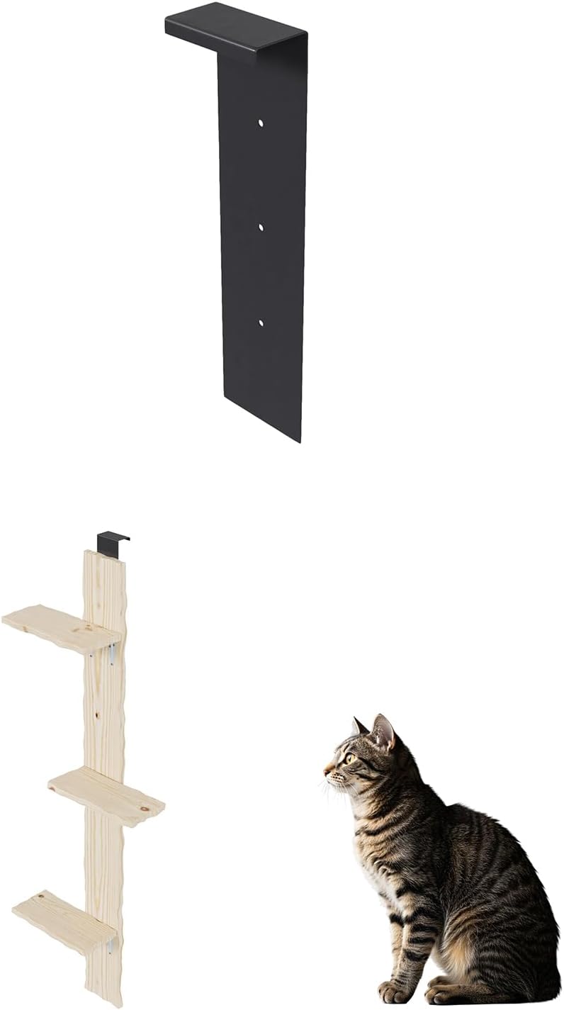 QLS Katzenleiter aus Kiefernholz Katzentreppe Türmontage 3 Stufen 180 cm DEKO