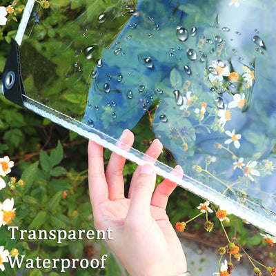 HIYOUGO 2.4x4m Plane Transparent Mit ösen, 0.3mm PVC Wasserdicht Regenschutz Abdeckplane, Klar Abdec