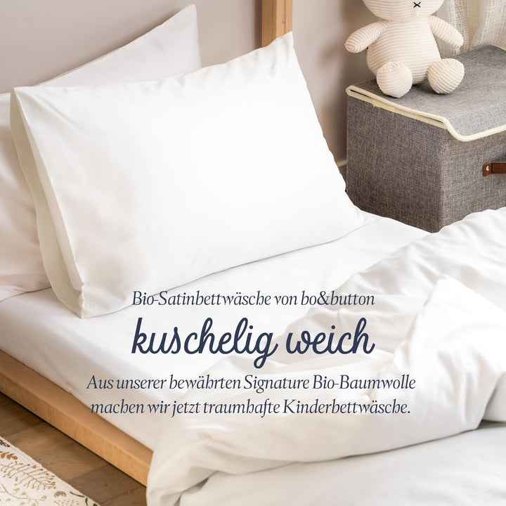 bo&button® Kinderbettwäsche, Mako Satin, 100% GOTS Bio Baumwolle, super hochwertig, kuschelig weich,