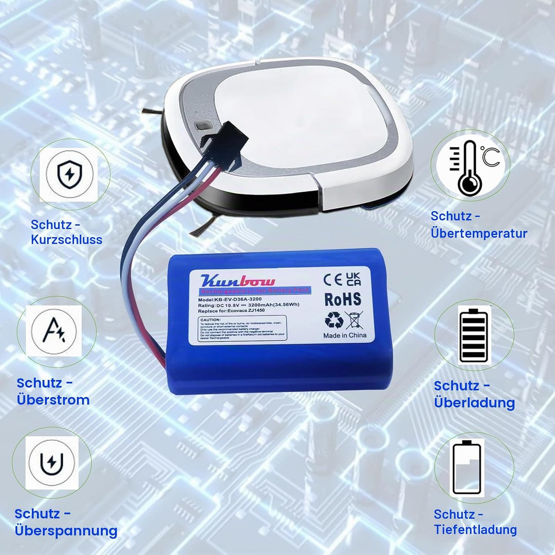 3200mAh Li-ion akku, Ersatzakku für Ecovacs Deebot Slim 1,Slim2, Slim10, Batterien für ecovacs D36A,