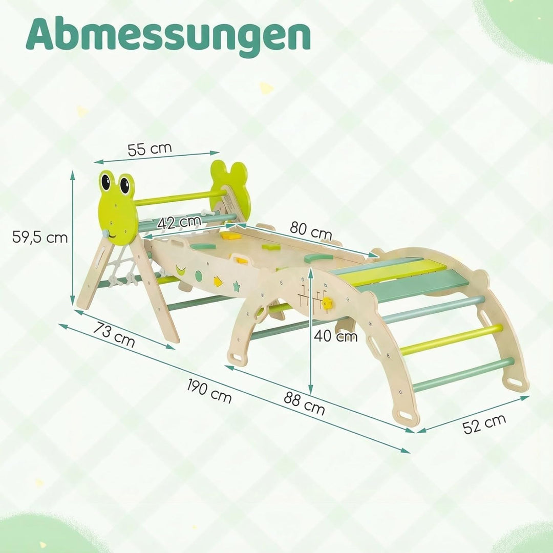 COSTWAY Klettergerüst Indoor 3er Set, klappabres Kletterdreieck mit Rutsche, Kletterbogen, Netz, ink