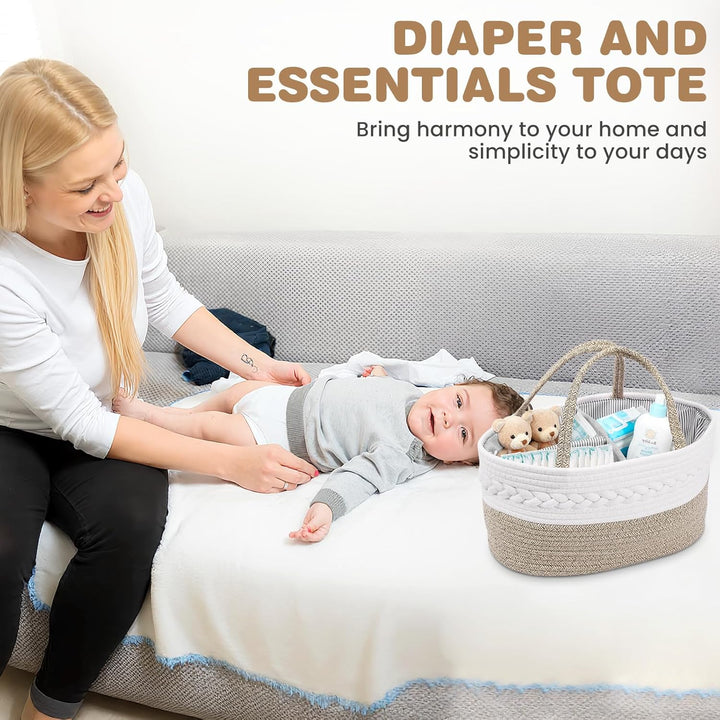 Zorplex Baby Windel Caddy Organizer, Wickeltisch Aufbewahrungskorb mit grossen Fächern und Griffen,