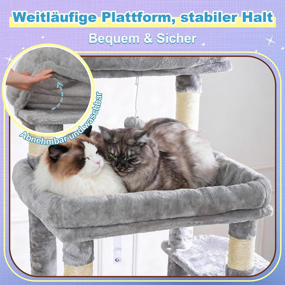 Hey-brother Kratzbaum, 182 cm hoch Katzenbaum für Grosskatze, mehrstöckiger Katzenkratzbaum mit 2 Gr