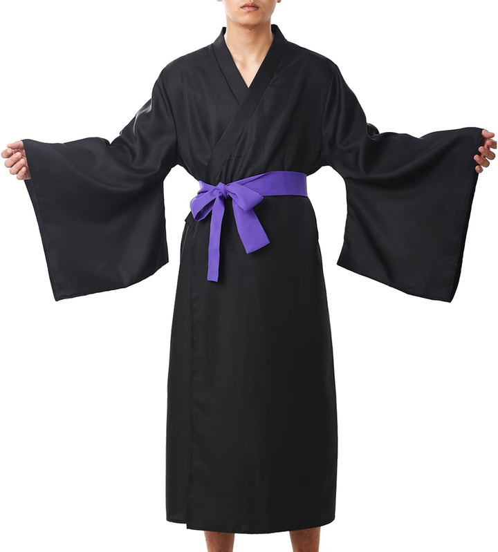 COSDREAMER Japanisches Yukata-Kimono-Kostüm für Herren, Kimono-Kostüm S Schwarz, S Schwarz