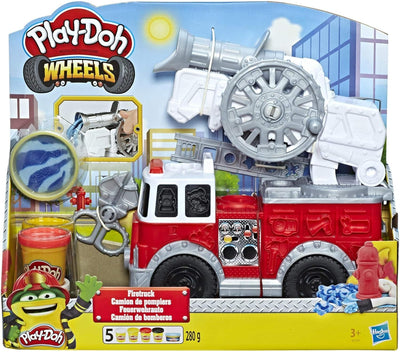 Play-Doh E6103EU5 Wheels Feuerwehrauto Spielzeug mit 5 Dosen einschliesslich Wasserknete, für fantas