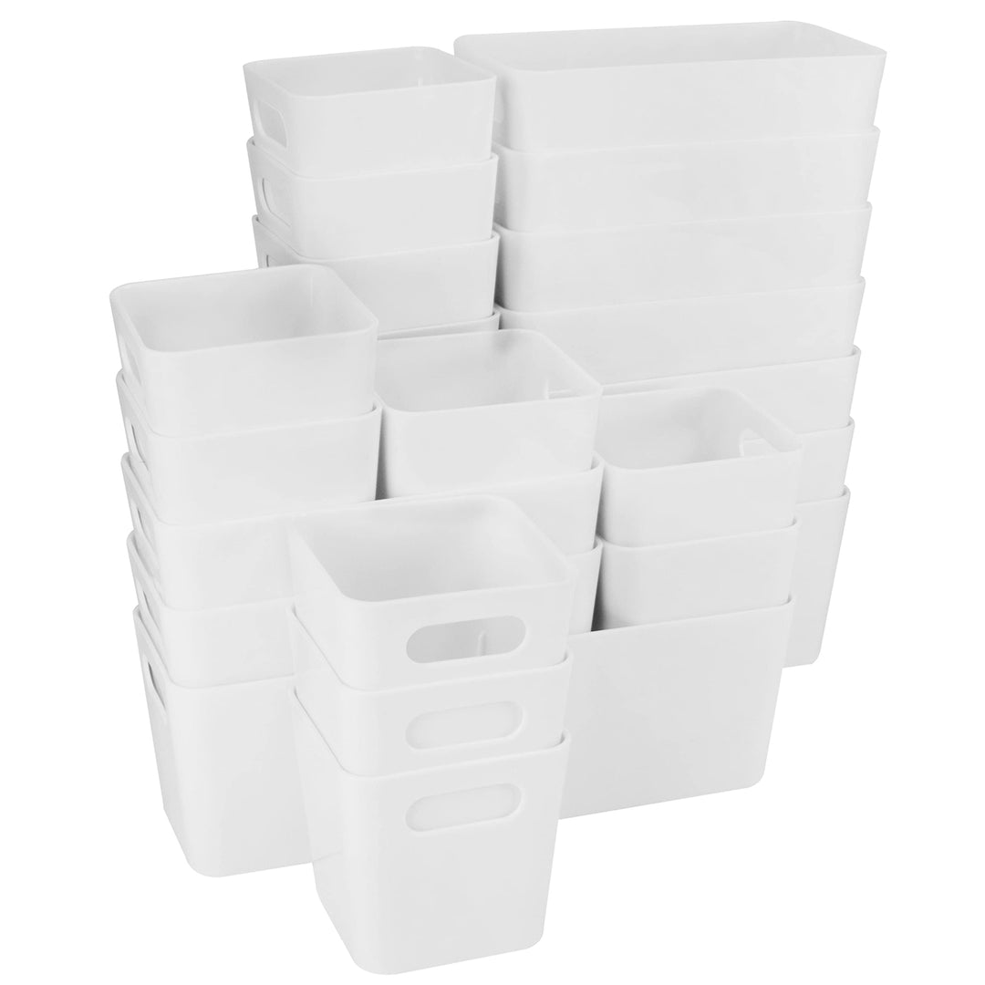 22 Teile Organizer Set - 10 cm hoch - in 3 Grössen - weiss - Schubladeneinsatz - passend für Schubla
