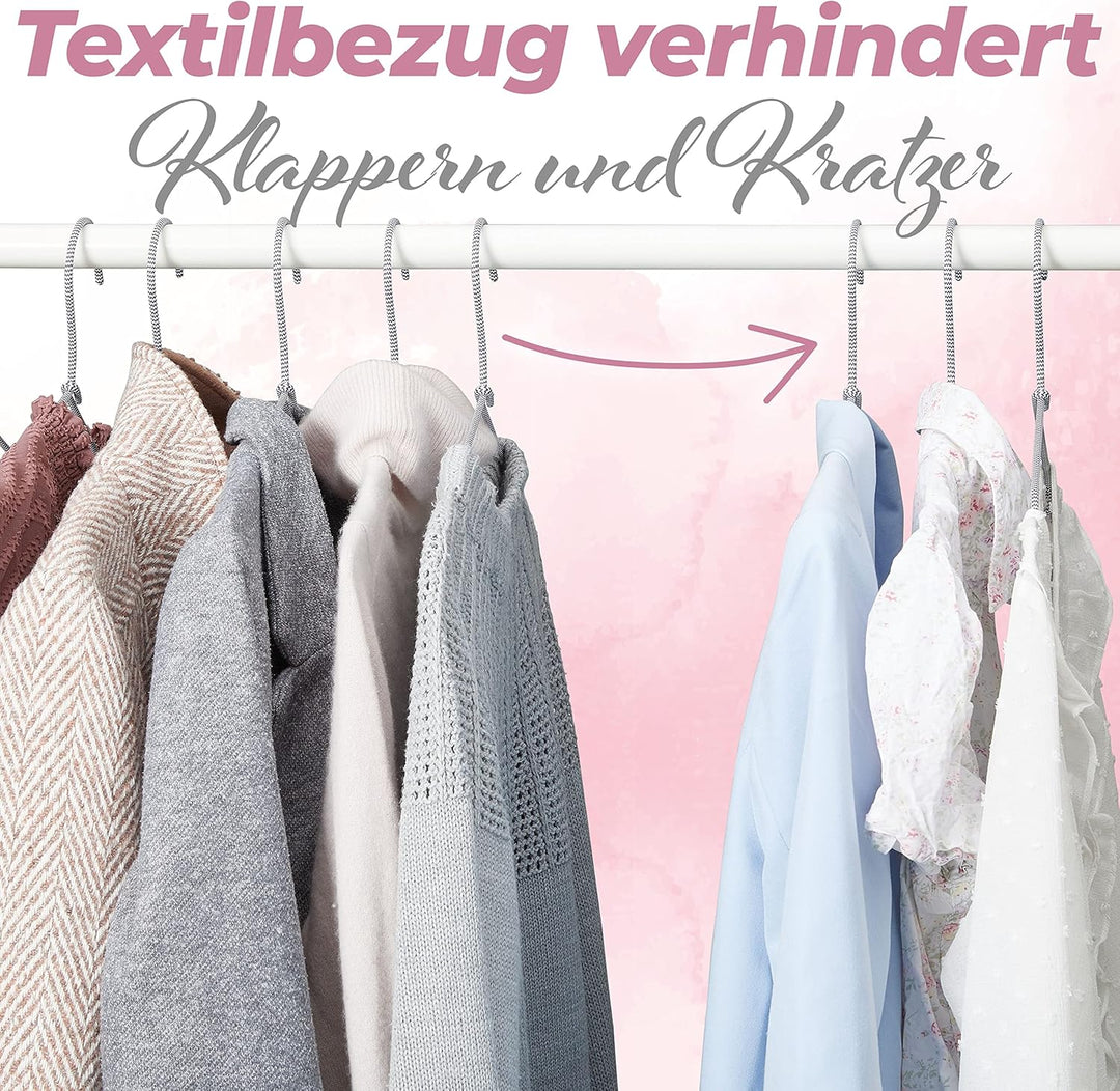 Elegante Kleiderbügel [40 Stück] in Grau - Platzsparende Metallkleiderbügel mit Textilüberzug - Schm
