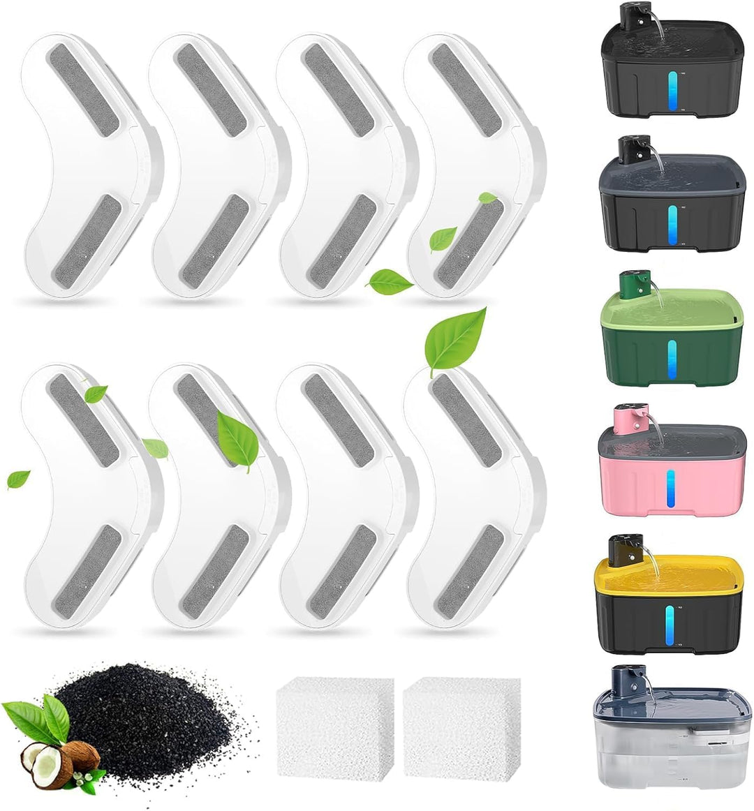 Kittyspout Filter für Trinkbrunnen, Ersatzfilter für 8L/270 oz grossen Hundebrunnen, 8er-Pack Filter