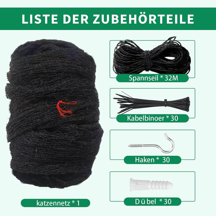 Tatamiyya Katzennetz für Balkon, 12x3m Katzennetz Drahtverstärkt ist Robust UV-Beständig & Witterung