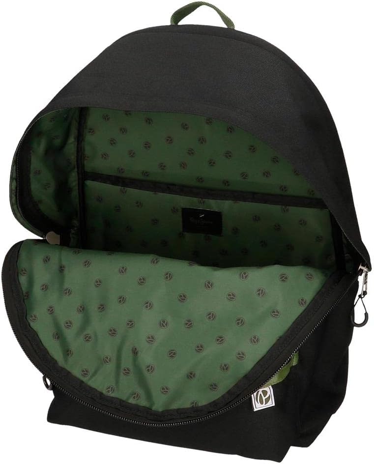 Pepe Jeans Luca Rucksack für Laptop, doppeltes Fach mit Trolley, 15,6 Zoll, Schwarz, 31 x 44 x 15 cm