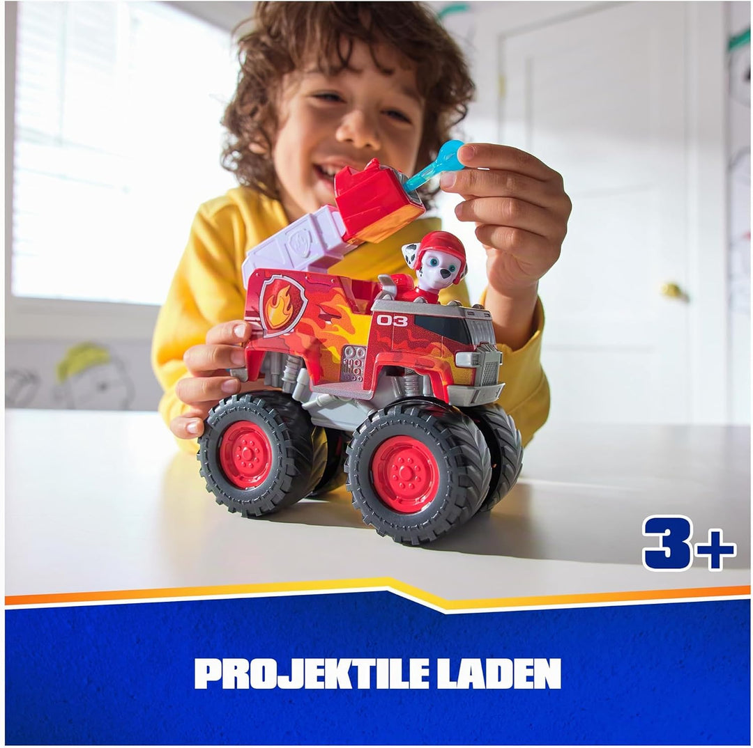 PAW PATROL Rescue Wheels - Marshalls Feuerwehr Monstertruck mit Geschoss-Abwurf und Marshall Hundefi