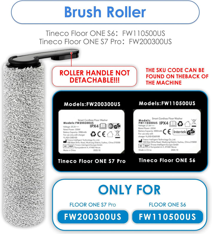 BRUVISH (3 Stück) Ersatz-Bürstenrollen kompatibel mit Tineco Floor ONE S7 PRO/ONE S6 Smart Cordless