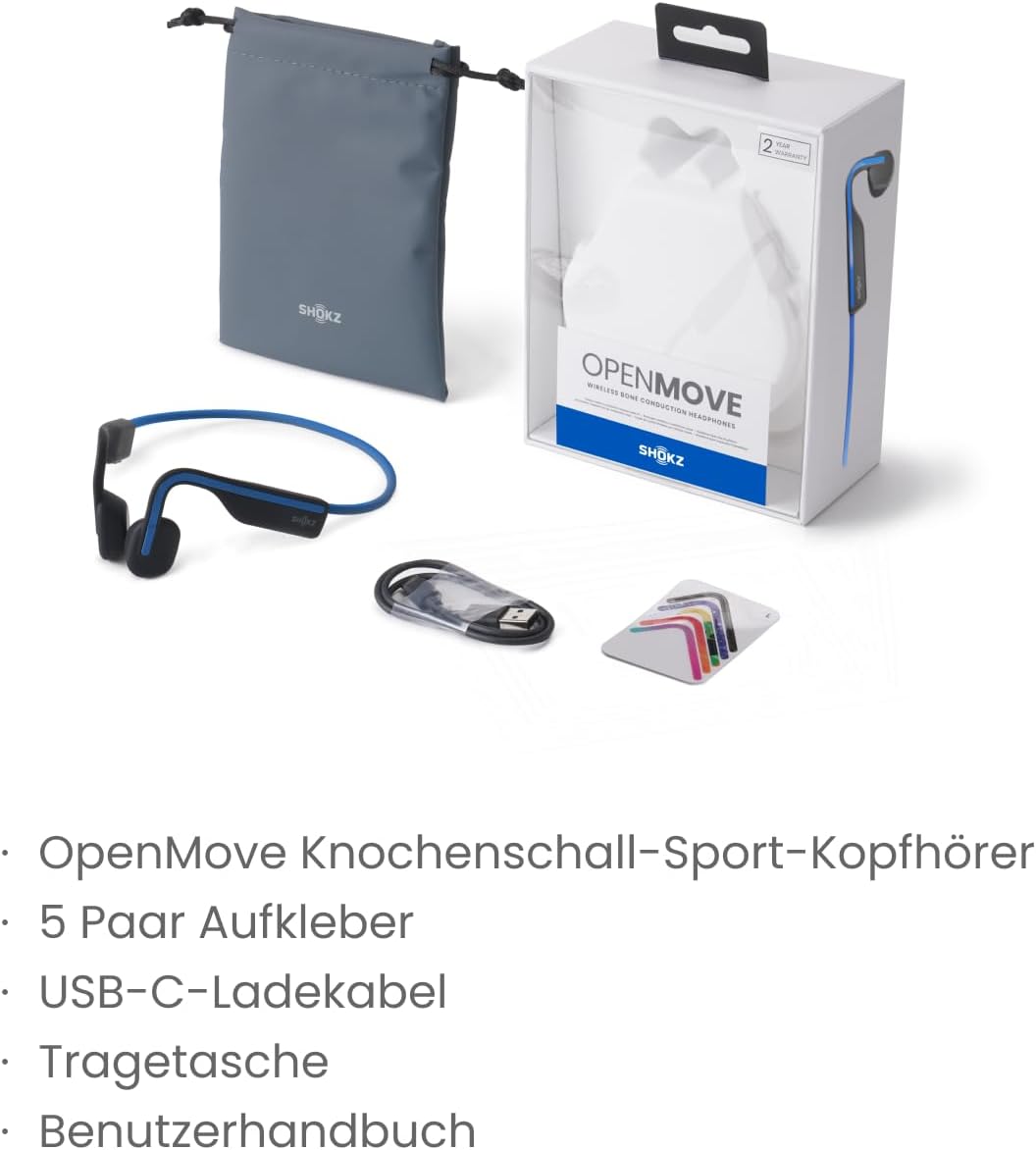 SHOKZ OpenMove Knochenschall Kopfhörer, Open-Ear Sport Bluetooth Ohrhörer mit Noise-Cancelling Mikro