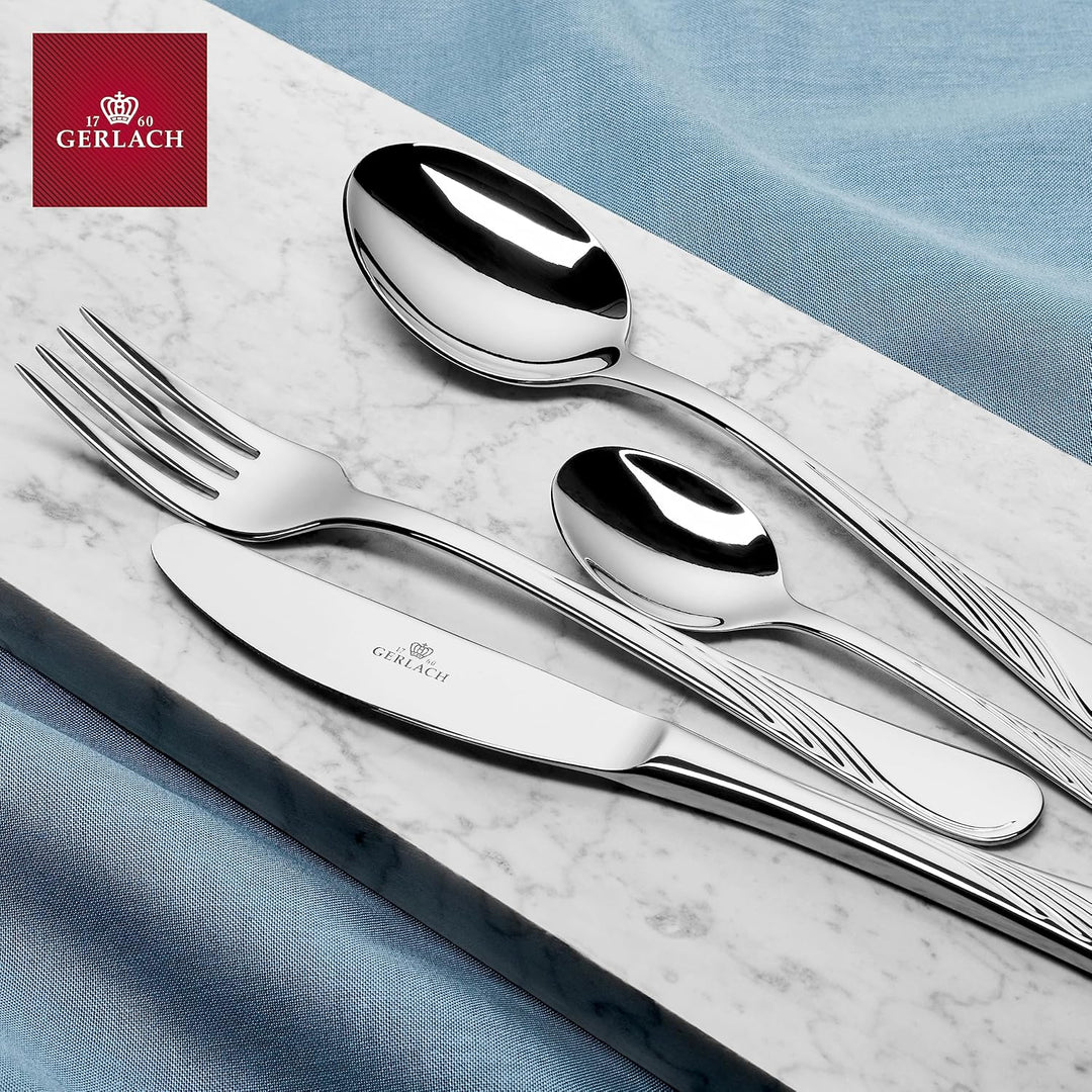 Gerlach Celestia Besteck-Set im Koffer 12 Personen Spülmaschinenfest Essbesteck Edelstahl Tafelbeste