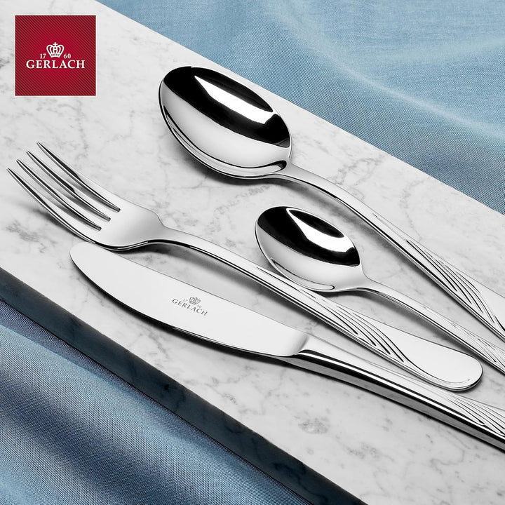 Gerlach Celestia Besteck-Set im Koffer 12 Personen Spülmaschinenfest Essbesteck Edelstahl Tafelbeste
