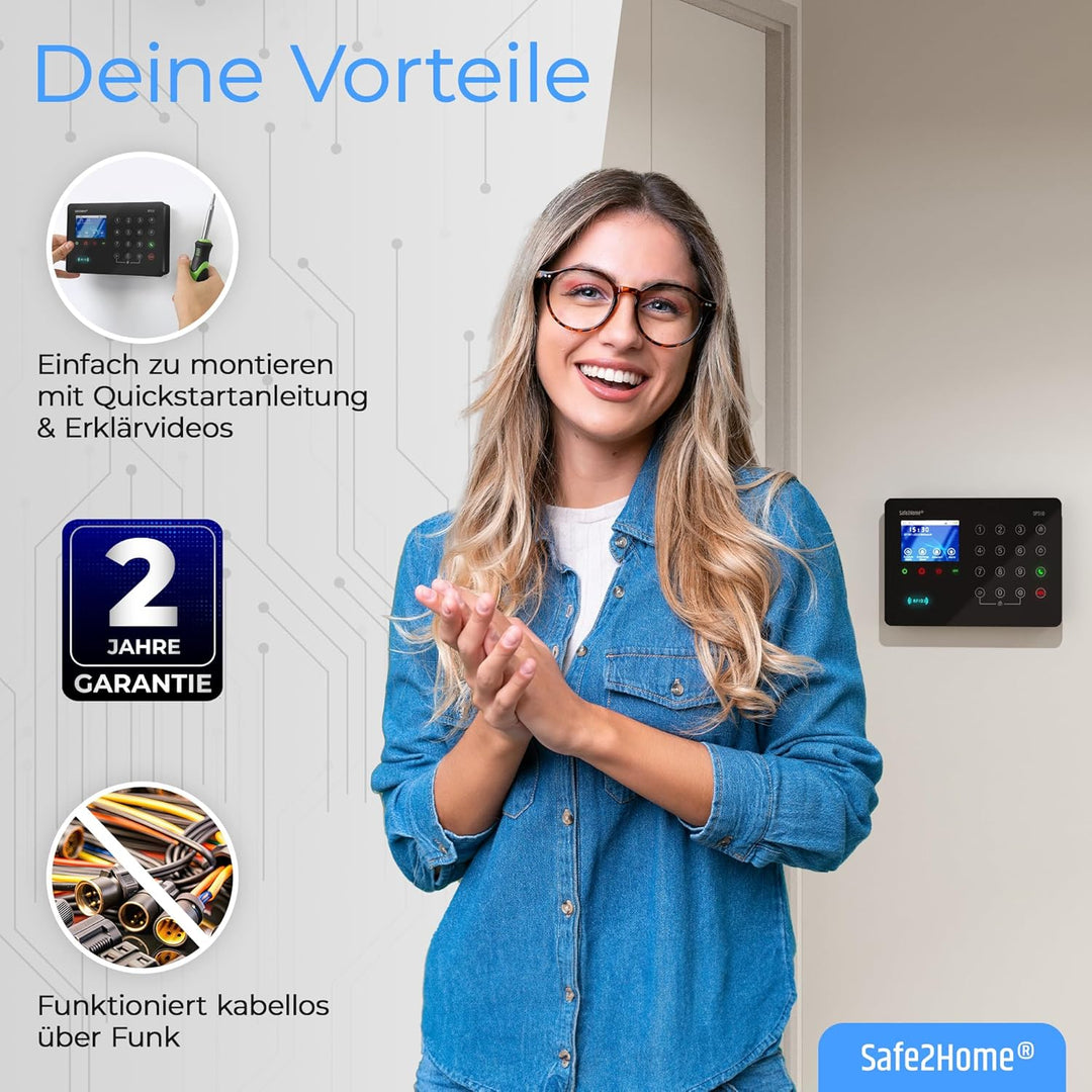 Safe2Home® Funk Alarmanlagen Set SP310 Profi - Sabotageschutz Rolling Code - wechselnde Frequenz – T