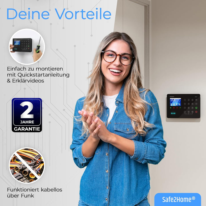 Safe2Home® Funk Alarmanlagen Set SP310 Profi - Sabotageschutz Rolling Code - wechselnde Frequenz – T