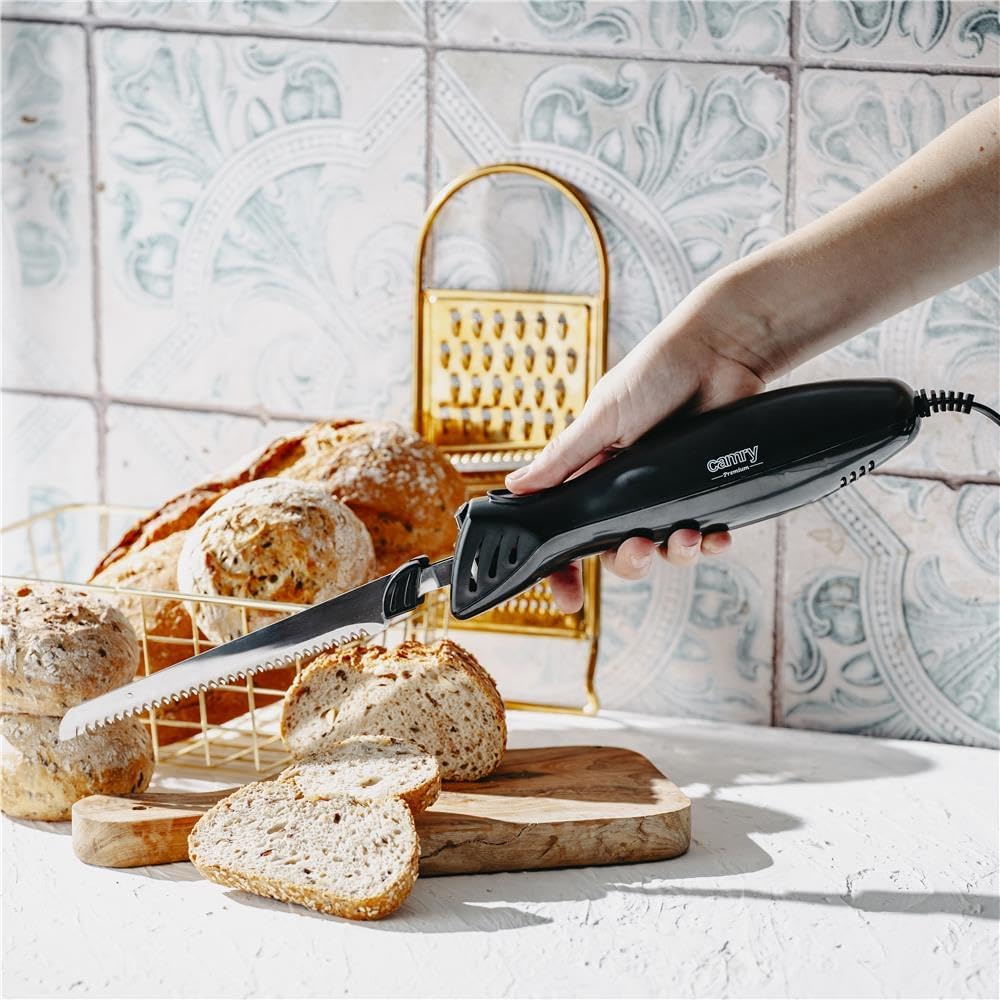 CAMRY CR 4513 Elektromesser, elektrisches Messer, Küchenmesser aus Edelstahl, schwarz