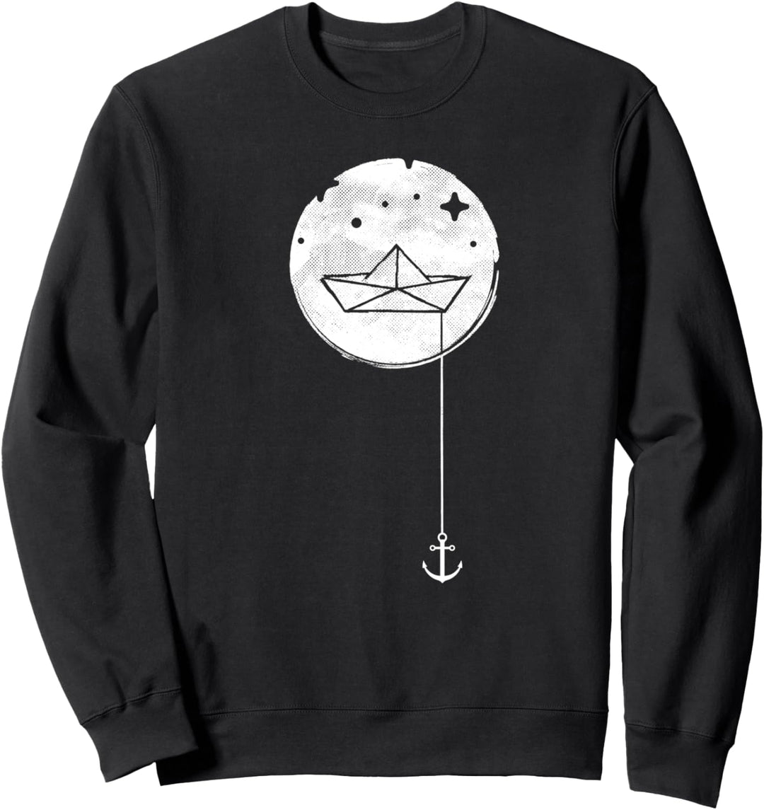 Papierboot mit Anker im Meer Sweatshirt